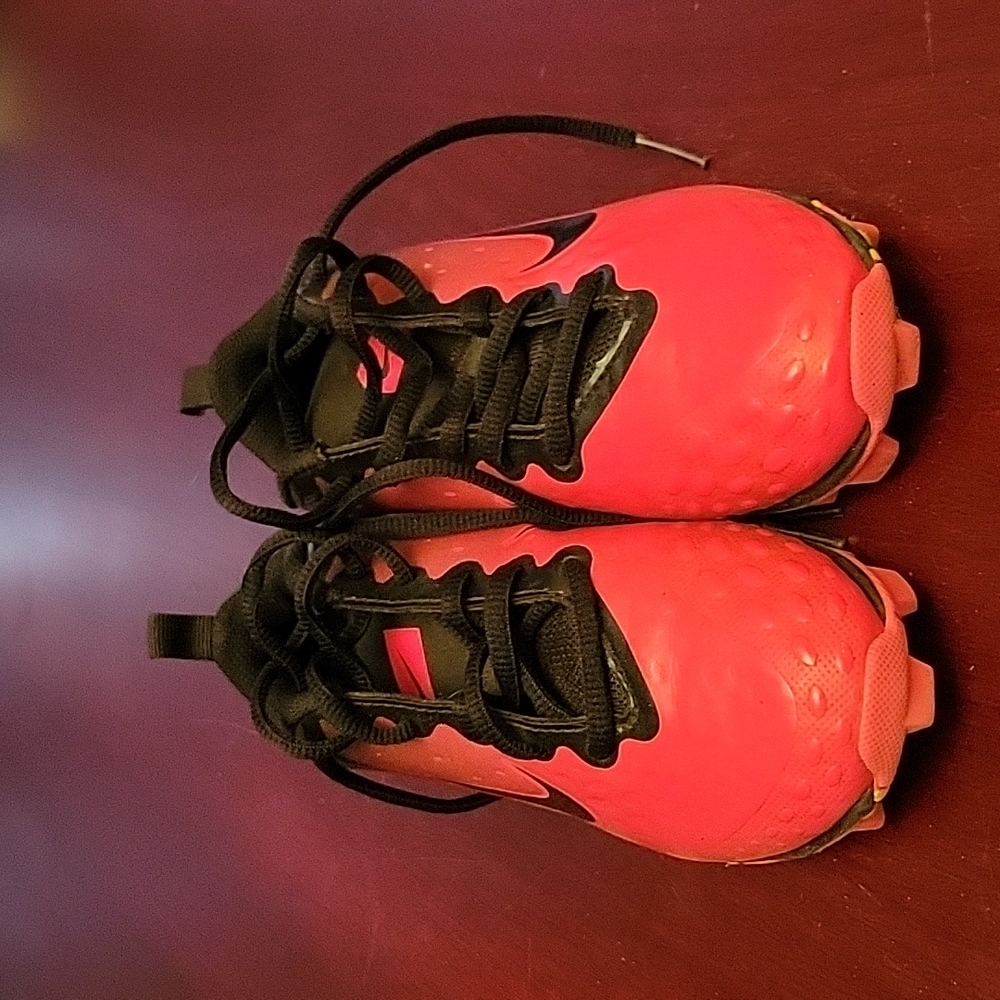 Nike Girls Pink and Black Cleats Size 13C Used